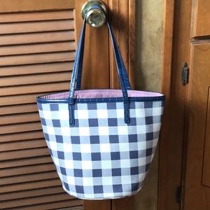 Ann Taylor navy blue gingham purse
